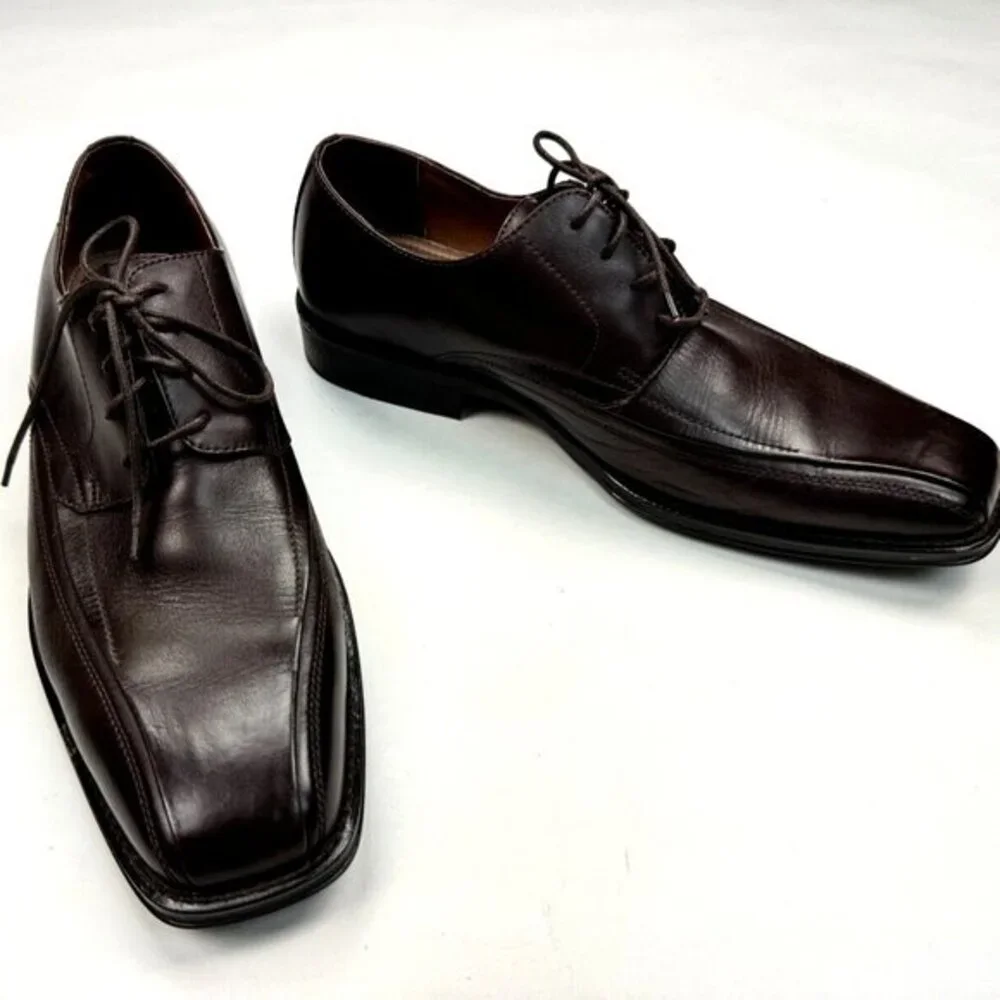 Johnston & Murphy Leather Square Toe‎ Derby Oxford Mens 11 M EUC Lace-up Shoes